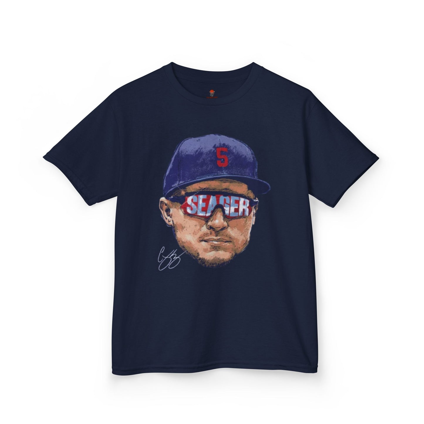 Kids Big Head Seager Graphic Tee, Fun Cotton Shirt for Boys and Girls, Casual Wear, Birthday Gift, Kids Sports Gear