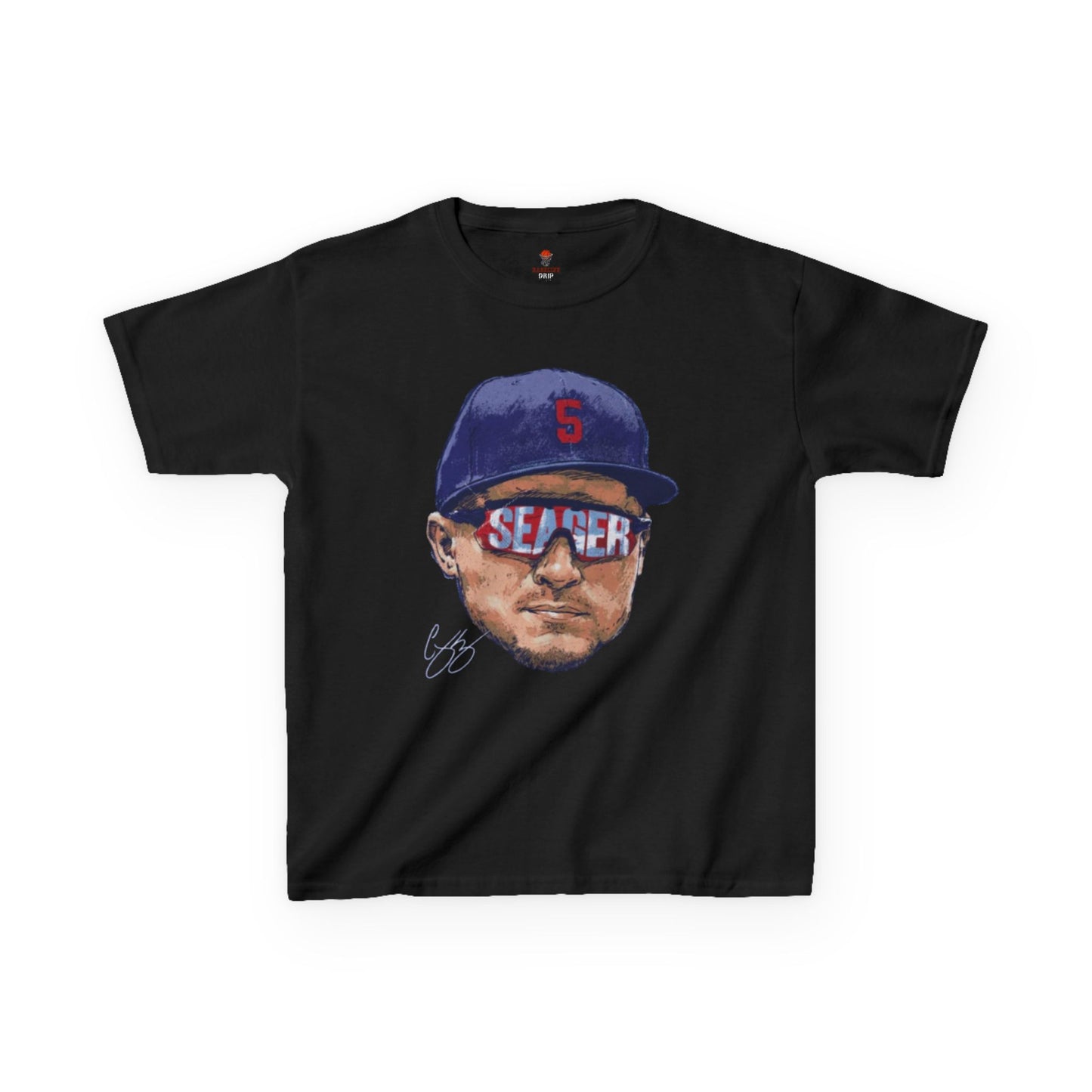 Kids Big Head Seager Graphic Tee, Fun Cotton Shirt for Boys and Girls, Casual Wear, Birthday Gift, Kids Sports Gear