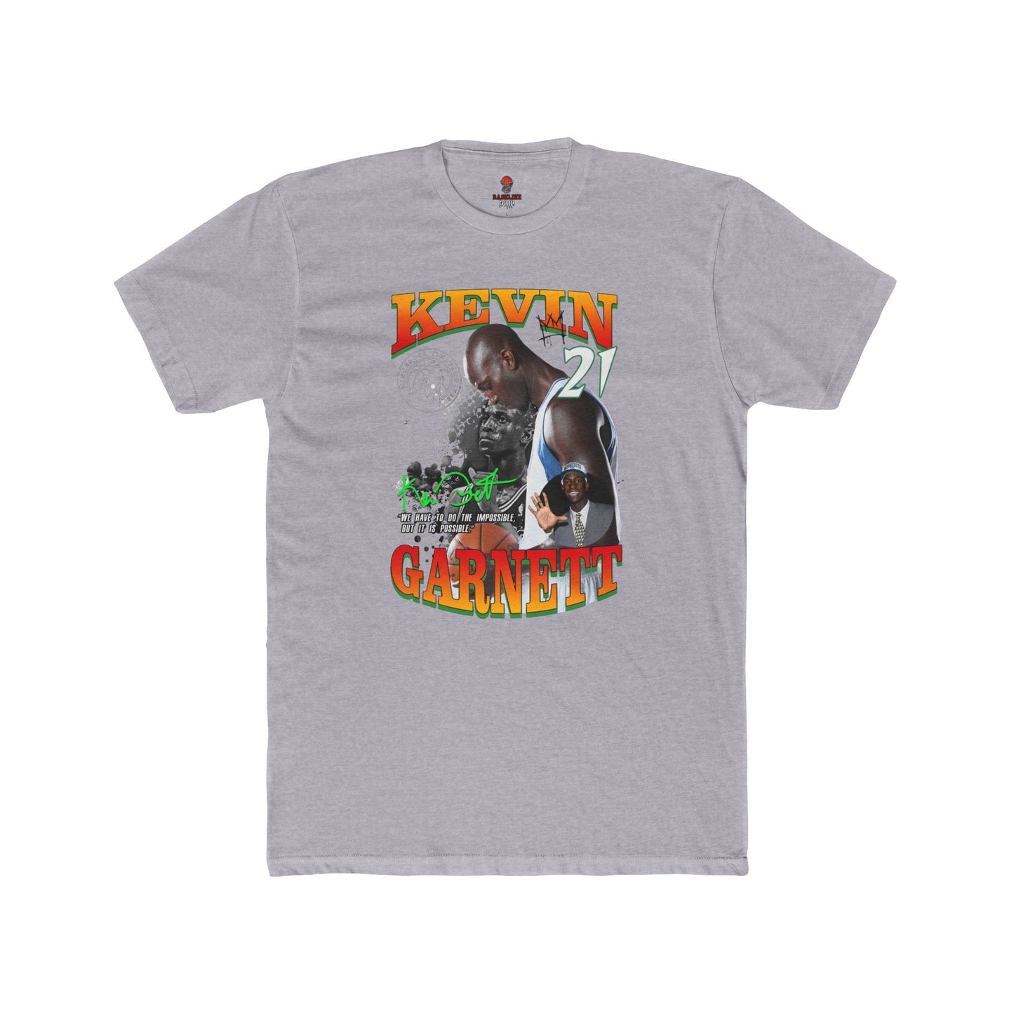 Adult Unisex Cotton Crew Tee with Kevin Garnett Graphic, Sports Shirt, Fan Gear, Gift for Basketball Lovers