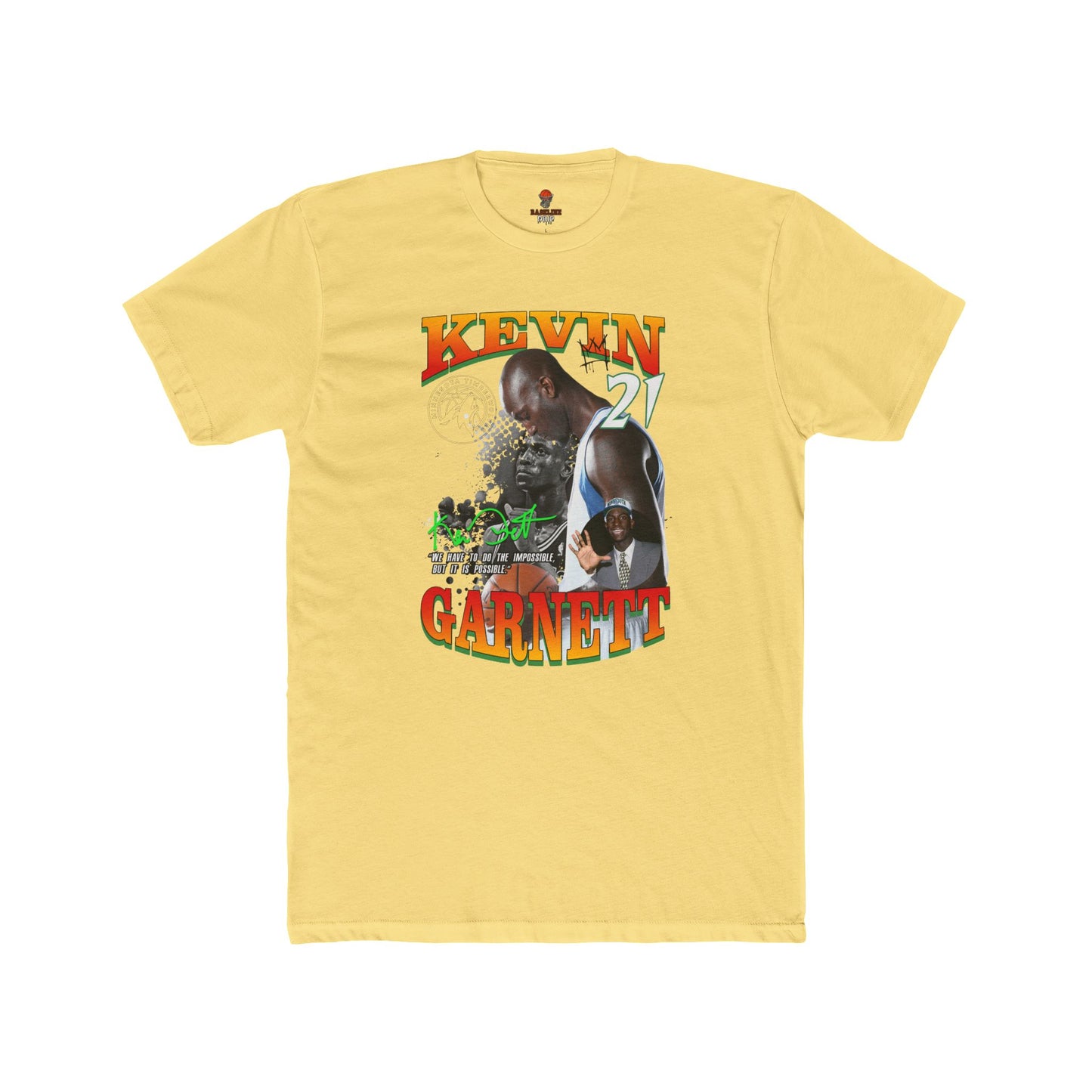 Adult Unisex Cotton Crew Tee with Kevin Garnett Graphic, Sports Shirt, Fan Gear, Gift for Basketball Lovers