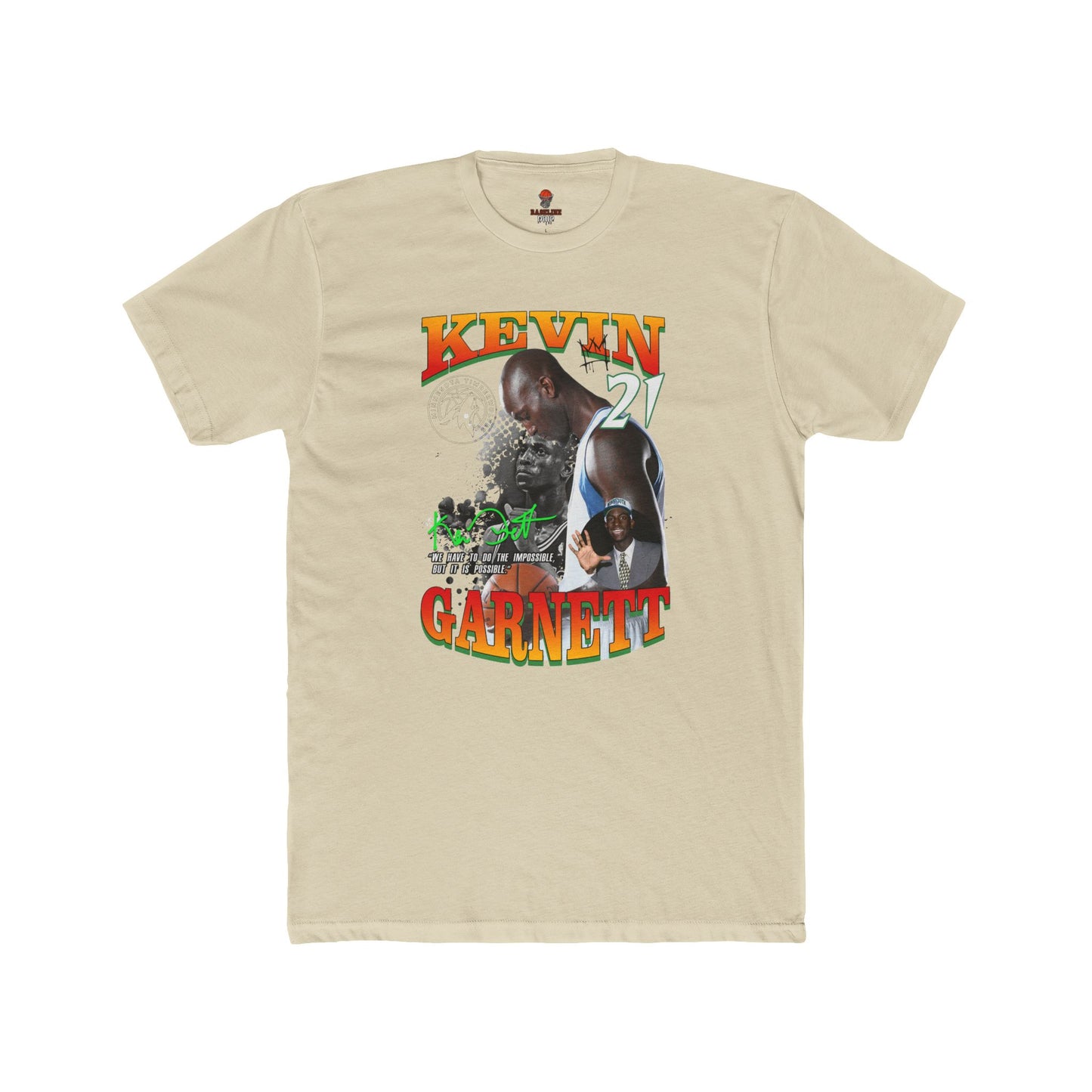 Adult Unisex Cotton Crew Tee with Kevin Garnett Graphic, Sports Shirt, Fan Gear, Gift for Basketball Lovers