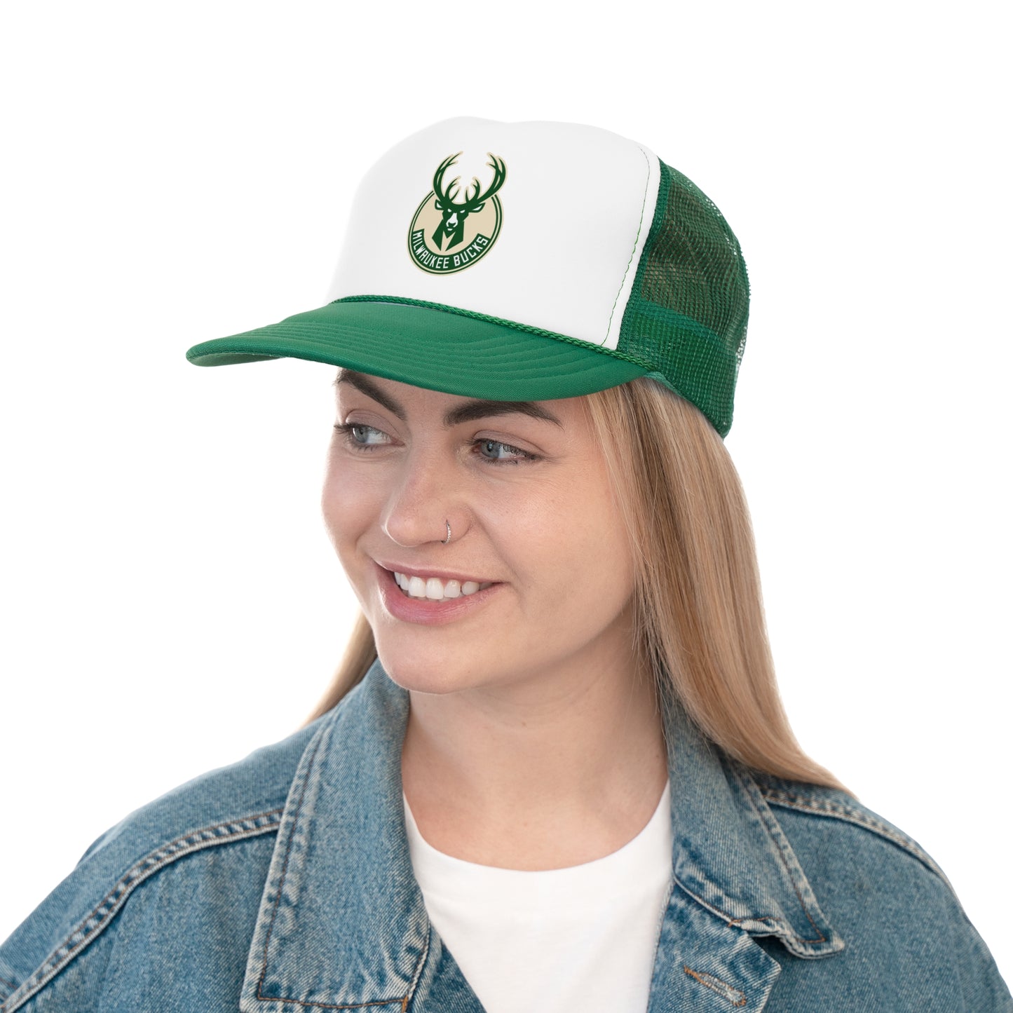 Milwaukee Bucks Trucker Cap - Sports Fan Hat, Adjustable Cap, Gift for Basketball Lovers, Green and White Baseball Cap