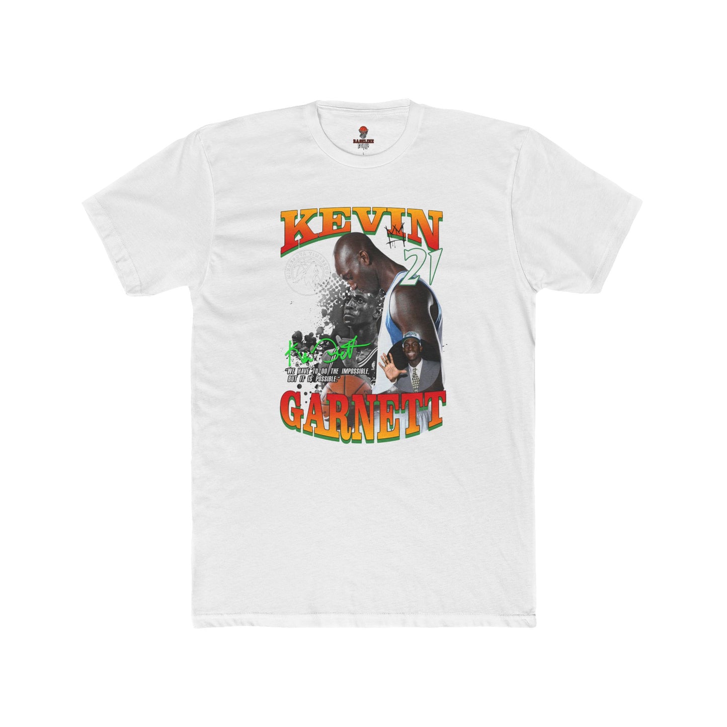 Adult Unisex Cotton Crew Tee with Kevin Garnett Graphic, Sports Shirt, Fan Gear, Gift for Basketball Lovers
