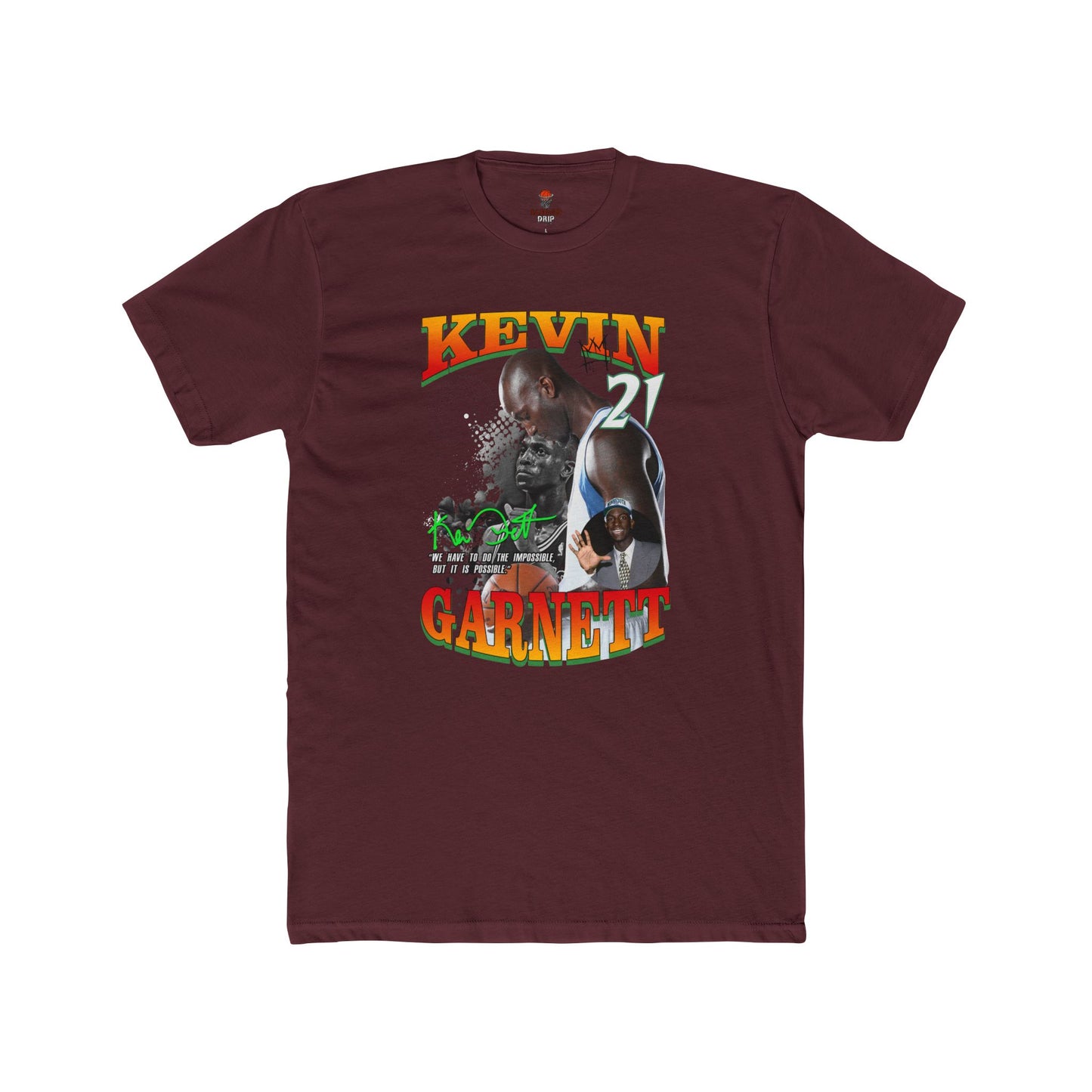 Adult Unisex Cotton Crew Tee with Kevin Garnett Graphic, Sports Shirt, Fan Gear, Gift for Basketball Lovers