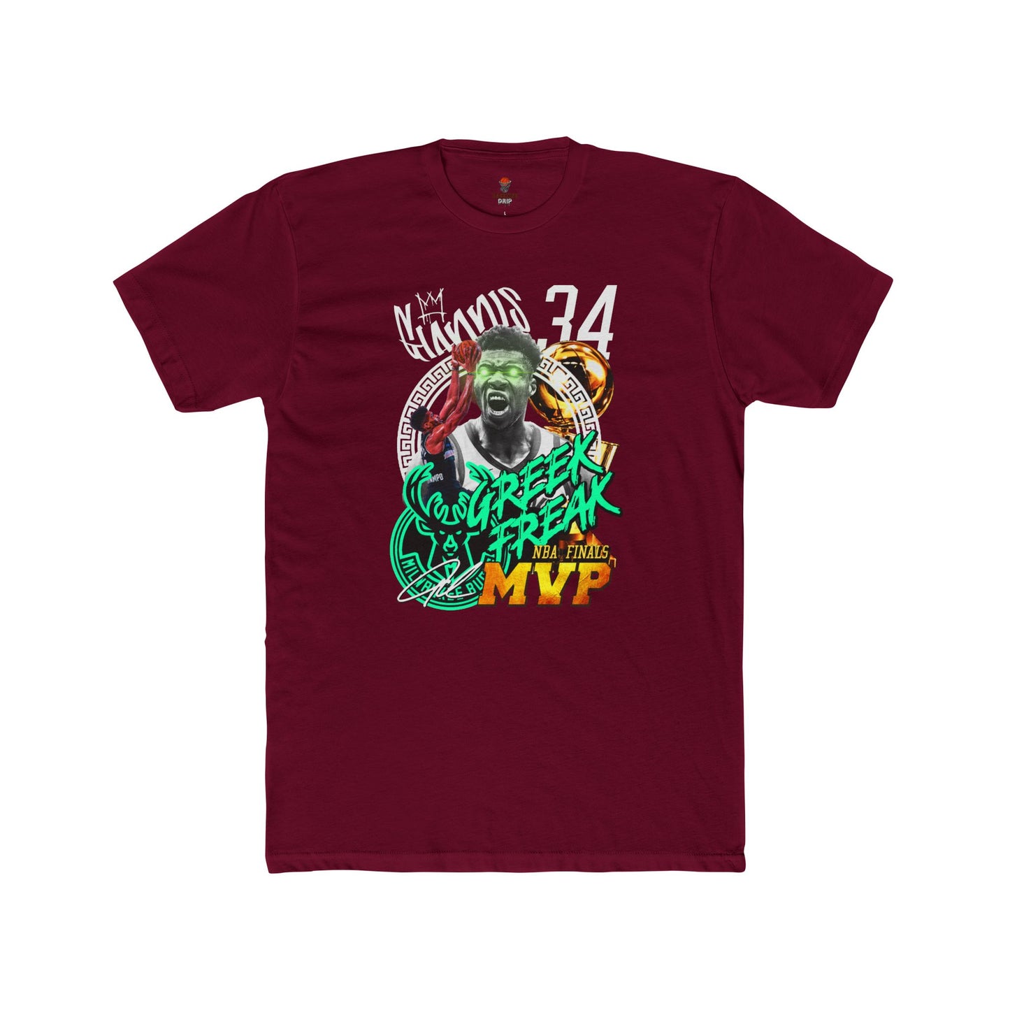 Adult Unisex Cotton Crew Tee - Greek Freak MVP Tee, Basketball Fan Shirt, Gift for Sports Lovers, Unique Graphic Tee