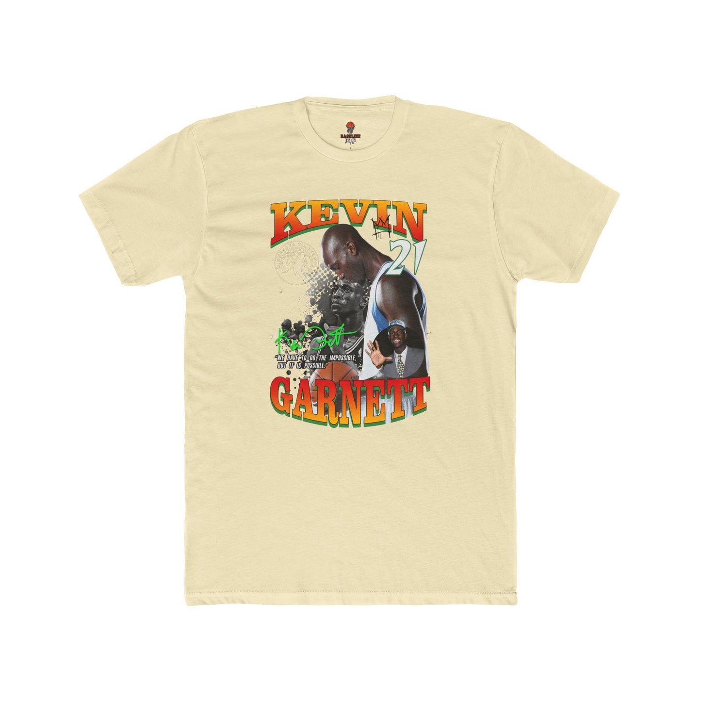 Adult Unisex Cotton Crew Tee with Kevin Garnett Graphic, Sports Shirt, Fan Gear, Gift for Basketball Lovers
