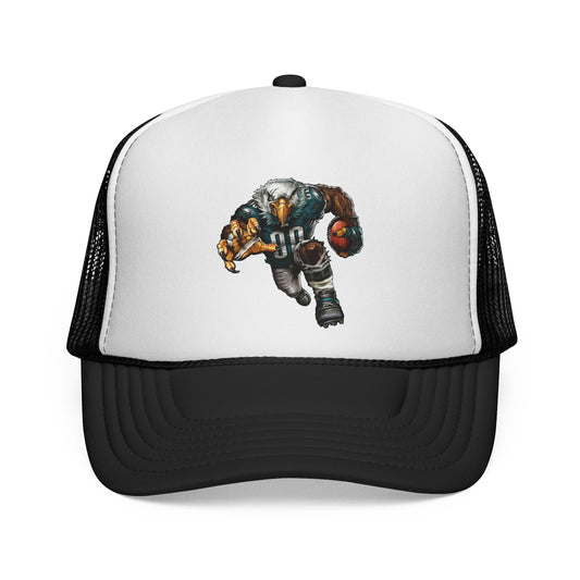 Vintage-Inspired Trucker Cap with Eagles Graphic, Casual Hat, Perfect for Outdoor Adventures, Adjustable Snapback, Unique Gift Idea for Gamers