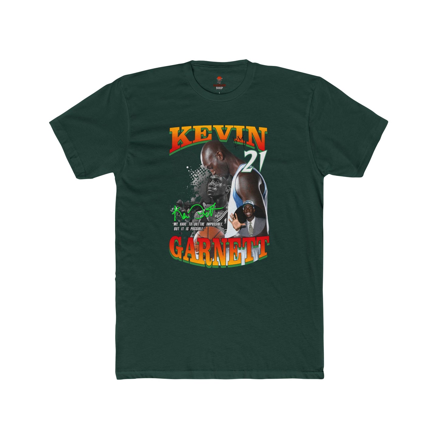 Adult Unisex Cotton Crew Tee with Kevin Garnett Graphic, Sports Shirt, Fan Gear, Gift for Basketball Lovers