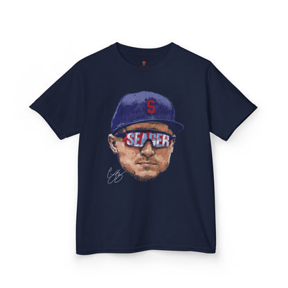 Kids Big Head Seager Graphic Tee, Fun Cotton Shirt for Boys and Girls, Casual Wear, Birthday Gift, Kids Sports Gear