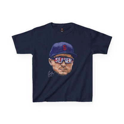Kids Big Head Seager Graphic Tee, Fun Cotton Shirt for Boys and Girls, Casual Wear, Birthday Gift, Kids Sports Gear