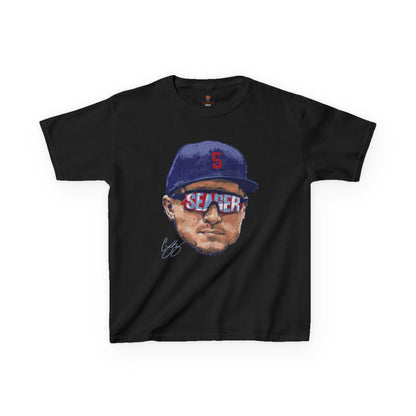 Kids Big Head Seager Graphic Tee, Fun Cotton Shirt for Boys and Girls, Casual Wear, Birthday Gift, Kids Sports Gear