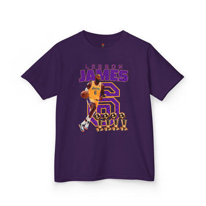 Kids LeBron James Basketball Tee - Youth Heavy Cotton Shirt for Sports Fans