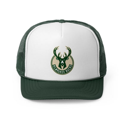Milwaukee Bucks Trucker Cap - Sports Fan Hat, Adjustable Cap, Gift for Basketball Lovers, Green and White Baseball Cap