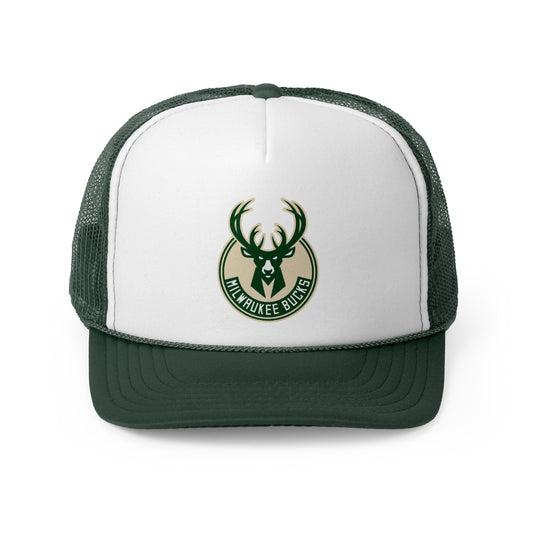 Milwaukee Bucks Trucker Cap - Sports Fan Hat, Adjustable Cap, Gift for Basketball Lovers, Green and White Baseball Cap