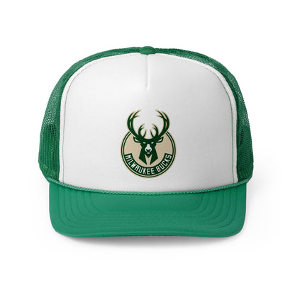 Milwaukee Bucks Trucker Cap - Sports Fan Hat, Adjustable Cap, Gift for Basketball Lovers, Green and White Baseball Cap