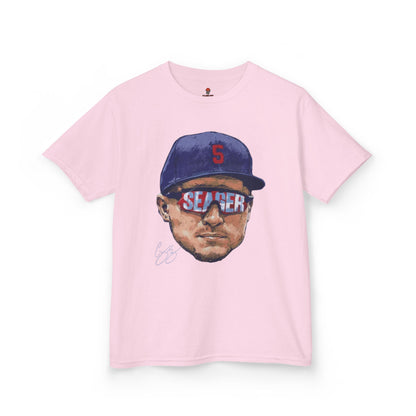 Kids Big Head Seager Graphic Tee, Fun Cotton Shirt for Boys and Girls, Casual Wear, Birthday Gift, Kids Sports Gear