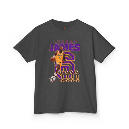 Kids LeBron James Basketball Tee - Youth Heavy Cotton Shirt for Sports Fans