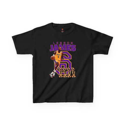 Kids LeBron James Basketball Tee - Youth Heavy Cotton Shirt for Sports Fans
