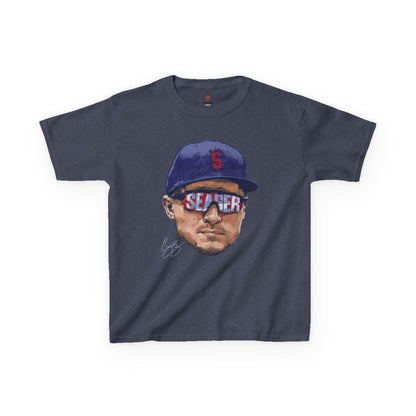 Kids Big Head Seager Graphic Tee, Fun Cotton Shirt for Boys and Girls, Casual Wear, Birthday Gift, Kids Sports Gear