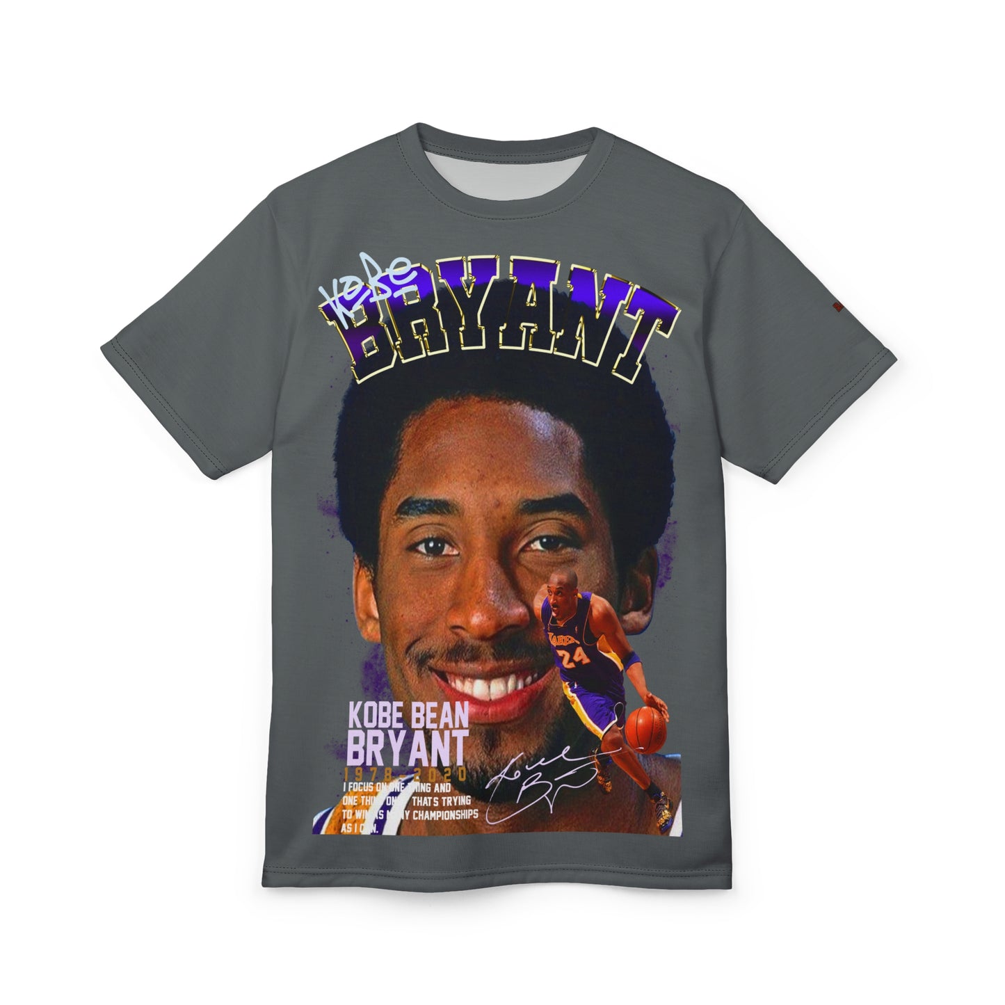 Adult Kobe Big Head Afro Tribute Unisex Tee, Sports Fan Apparel, Basketball Lover Gift, Memorial Merchandise, Graphic Tee